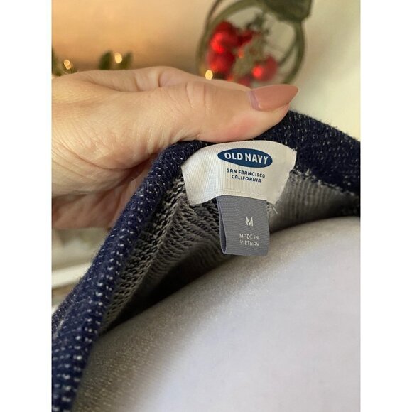 Aztec Print Denim Colored Cardigan Sweatshirt Size M - Picture 6 of 9